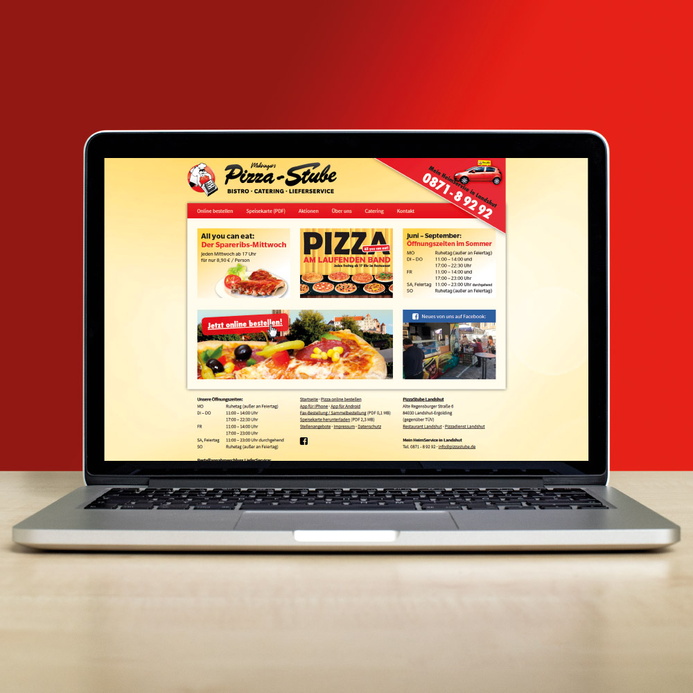 Homepage mit CMS zur Selbstpflege für PizzaStube Landshut